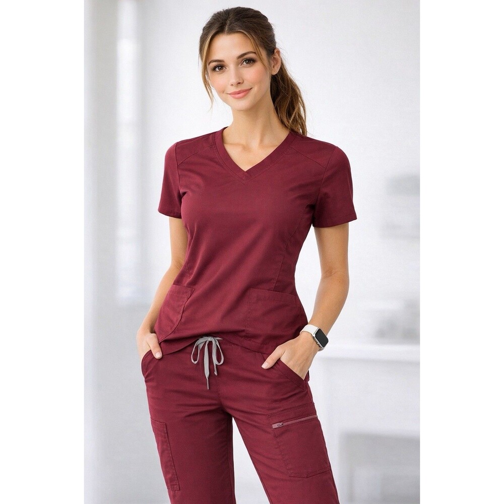 FIGS Burgundy Scrub Set Woman’s Small Top And S/T Jogger Bottoms Medical Uniform